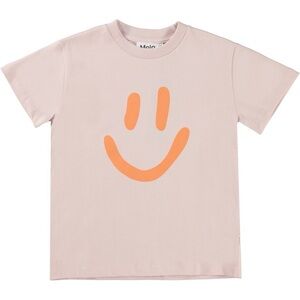 Molo Roxo Kids Tee with Orange Smiley - Light Pink Size 4